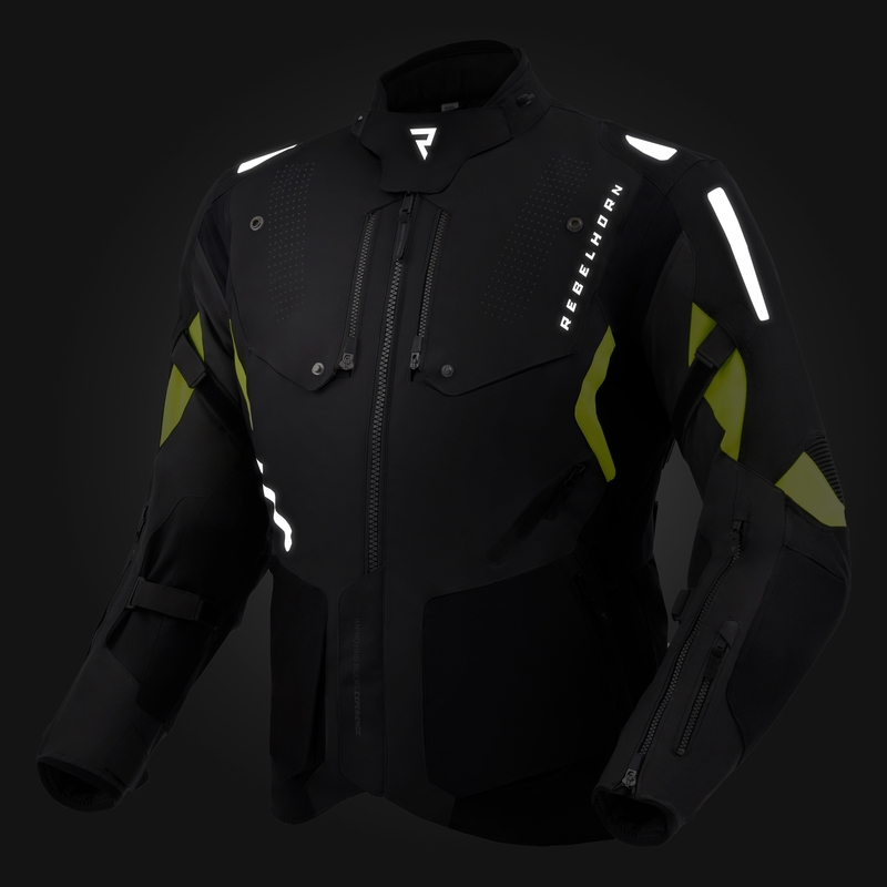 Motocikla jaka Rebelhorn Hiker IV black-anthracite-fluo yellow