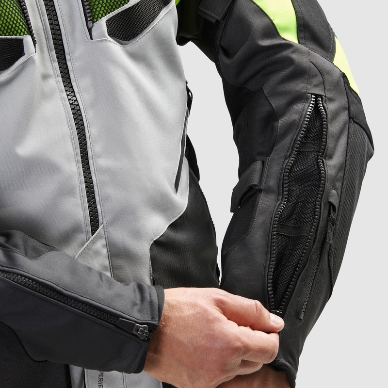Rebelhorn Hiker IV melns-pelēks-fluo dzeltens motocikla jaka