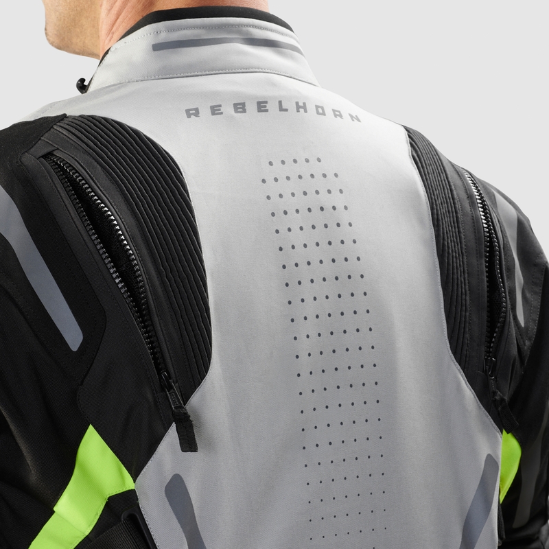 Rebelhorn Hiker IV melns-pelēks-fluo dzeltens motocikla jaka