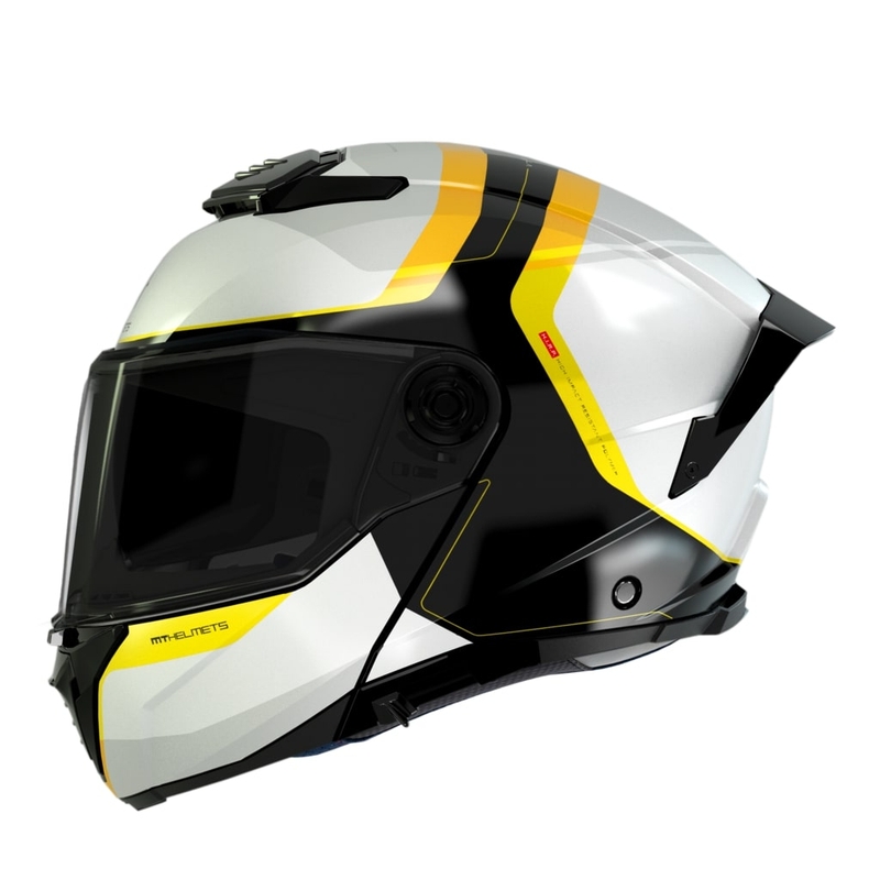 Moto ķivere MT ATOM 2 SV EMALLA B3 balta-melna-dzeltena