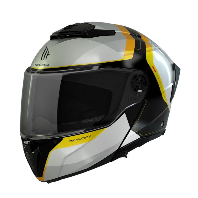 Moto ķivere MT ATOM 2 SV EMALLA B3 balta-melna-dzeltena