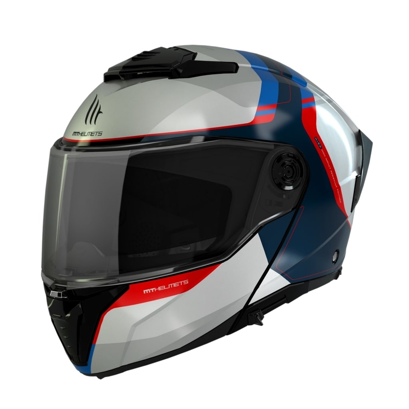 Motocikla ķivere MT ATOM 2 SV EMALLA C7 balta-zilā-sarkana