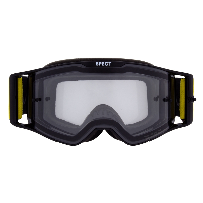 Motokrosa brilles Red Bull Spect TORP melnas ar caurspīdīgu lēcu