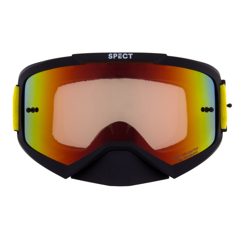 Motokrosa brilles Red Bull Spect EVAN melnas ar sarkanīgi dzeltenu lēcu