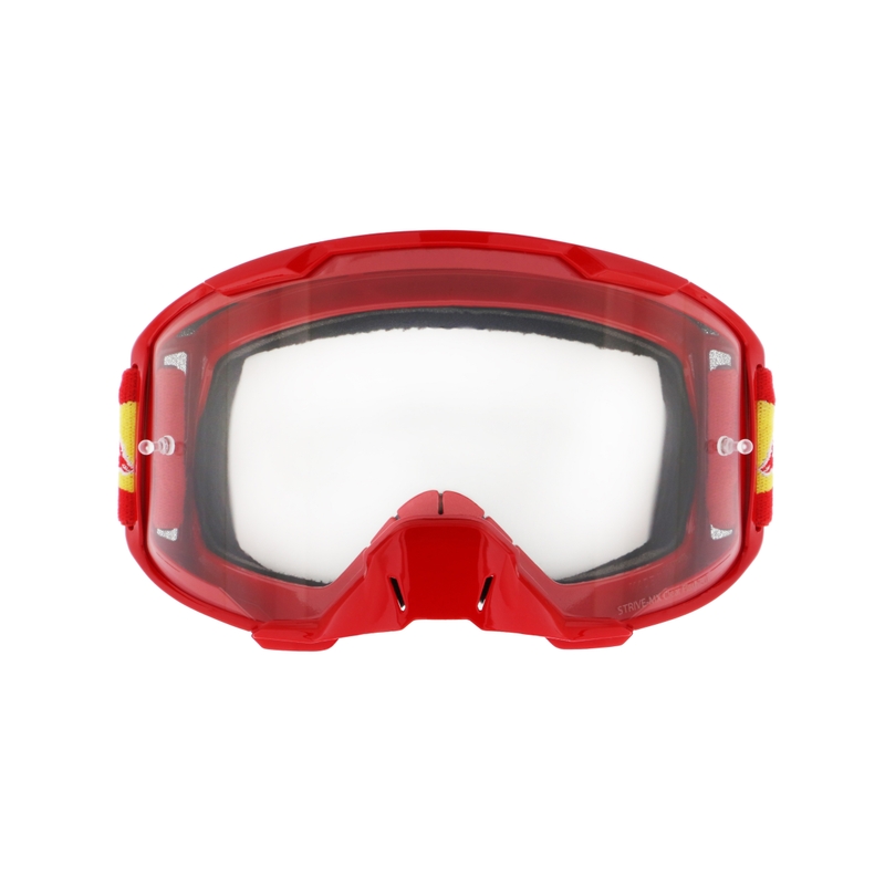 Motokrosa brilles Red Bull Spect STRIVE S sarkanas ar caurspīdīgu lēcu