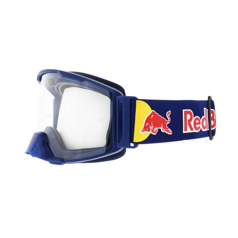 Motokrosa brilles Red Bull Spect STRIVE S tumši zilas ar caurspīdīgu lēcu