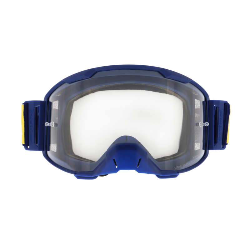 Motokrosa brilles Red Bull Spect STRIVE S tumši zilas ar caurspīdīgu lēcu