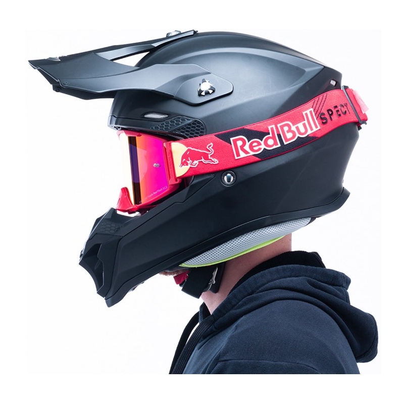 Motokrosa brilles Red Bull Spect STRIVE S sarkanas ar violetām lēcām