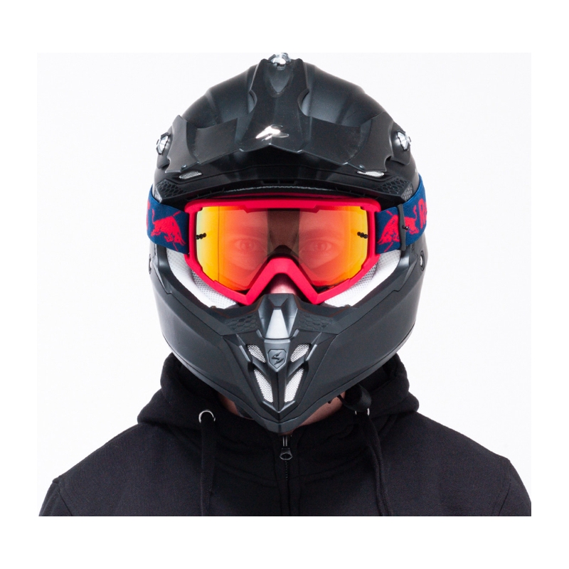 Motokrosa brilles Red Bull Spect WHIP sarkanas ar oranžu lēcu