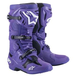 Alpinestars Tech 10 motociklu zābaki violeti-melni-balti