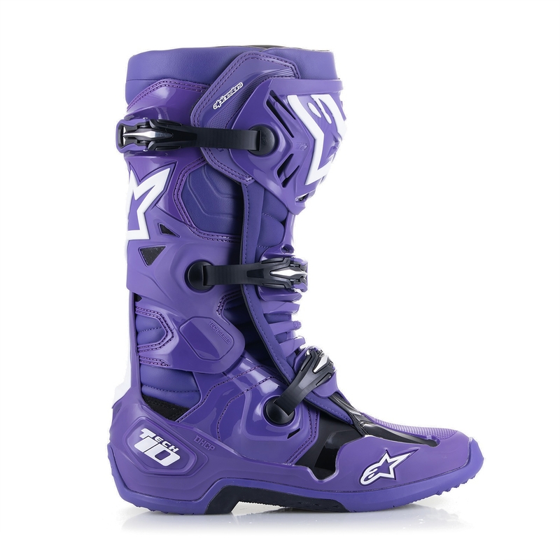 Alpinestars Tech 10 motociklu zābaki violeti-melni-balti