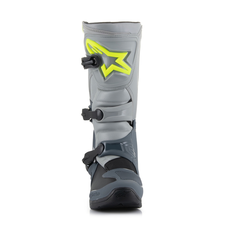 Alpinestars Tech 3 gaiši pelēki-melni-fluo dzelteni motocikla zābaki