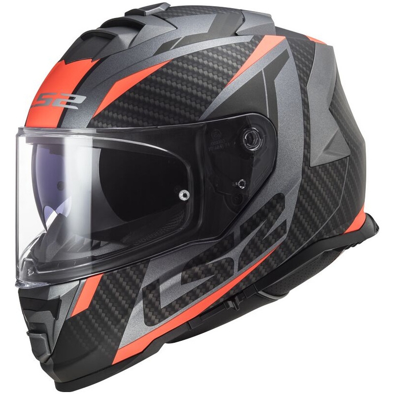 LS2 FF800 Storm II Racer titāna-oranža integrālā motociklu ķivere