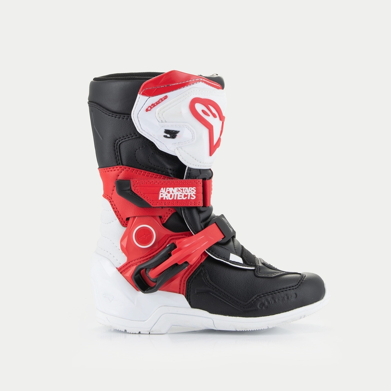 Alpinestars Tech 3S Bērnu melni, balti un sarkani motociklu zābaki