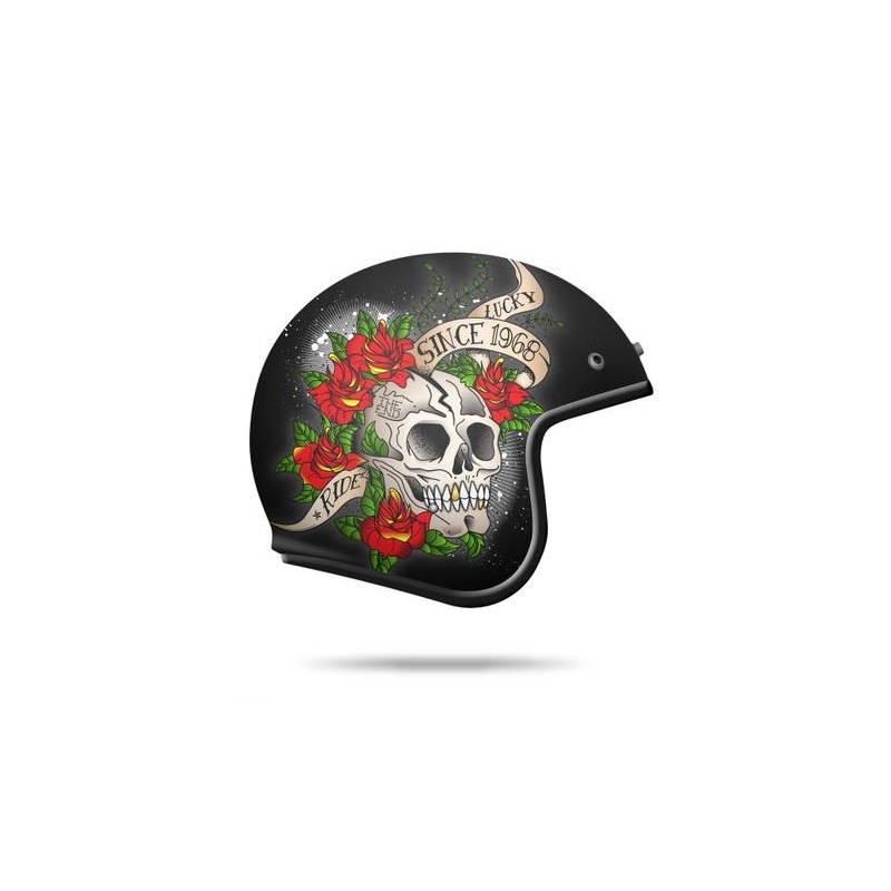 Přilba na motorku otevřená MT LeMans SV Skull & Rose červená