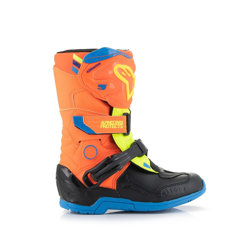 Alpinestars Tech 3S Kids fluo oranžs-zils-fluo dzeltens-melns motocikla zābaki