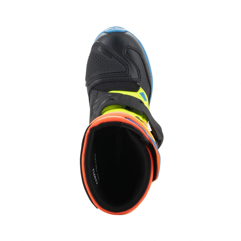 Alpinestars Tech 3S Kids fluo oranžs-zils-fluo dzeltens-melns motocikla zābaki