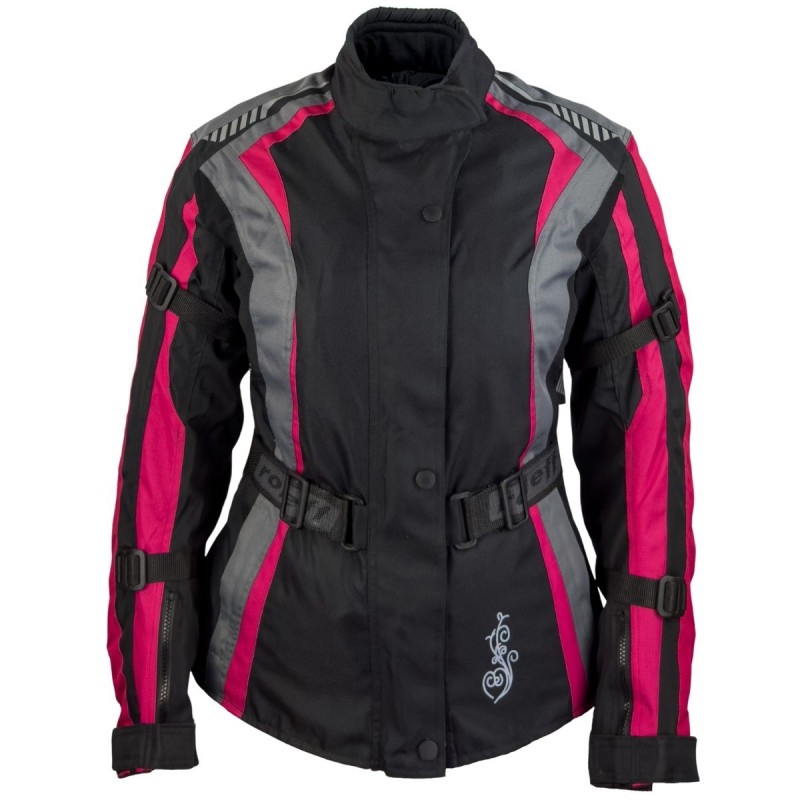 Sieviešu moto jaka Roleff Estretta black-pink-grey