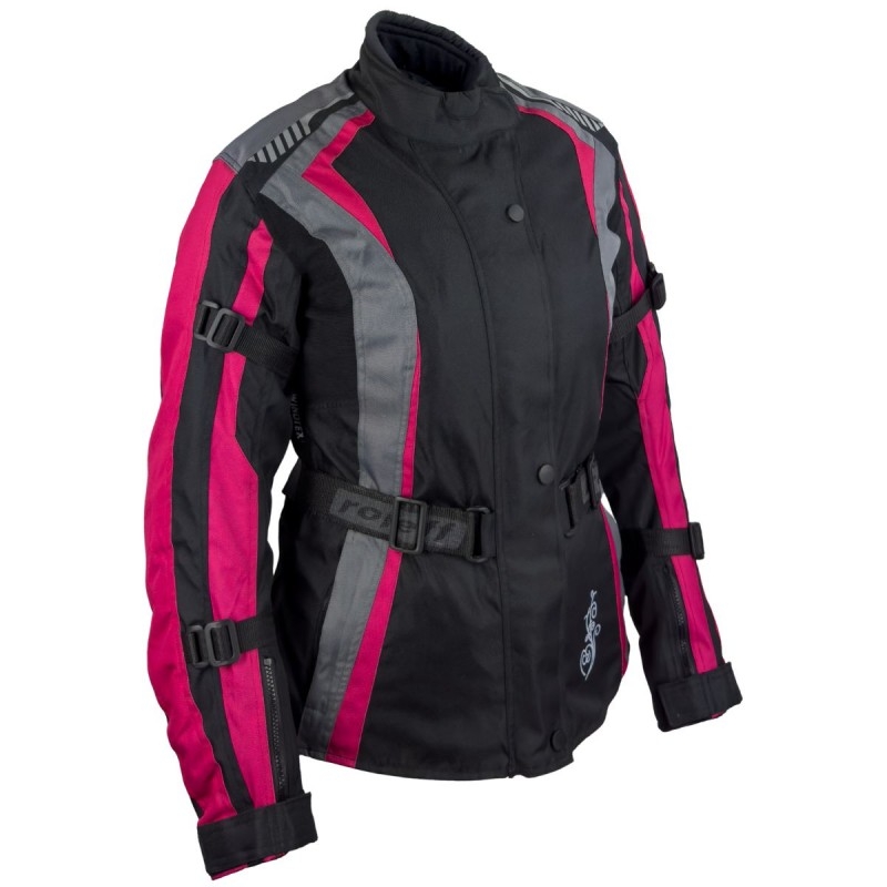 Sieviešu moto jaka Roleff Estretta black-pink-grey