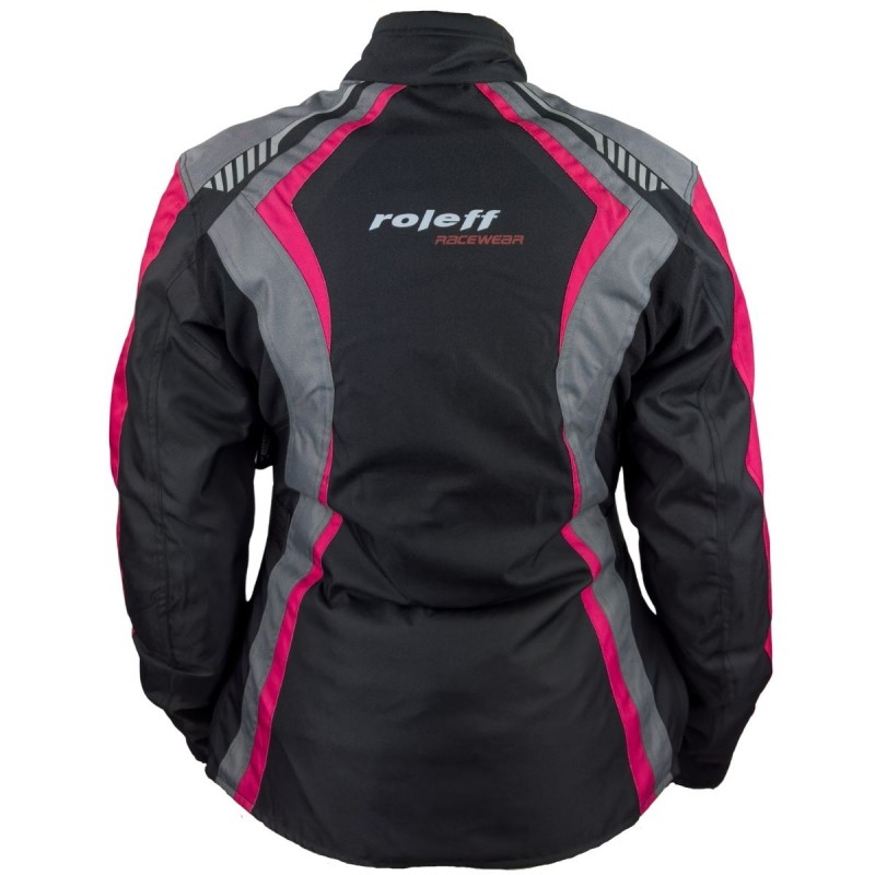Sieviešu moto jaka Roleff Estretta black-pink-grey