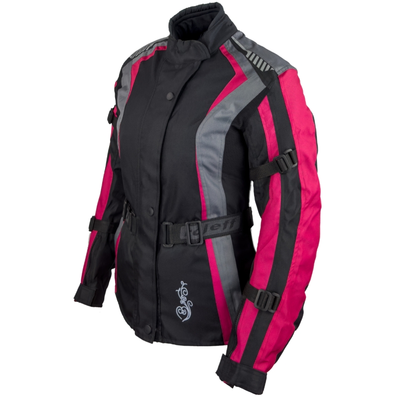 Sieviešu moto jaka Roleff Estretta black-pink-grey