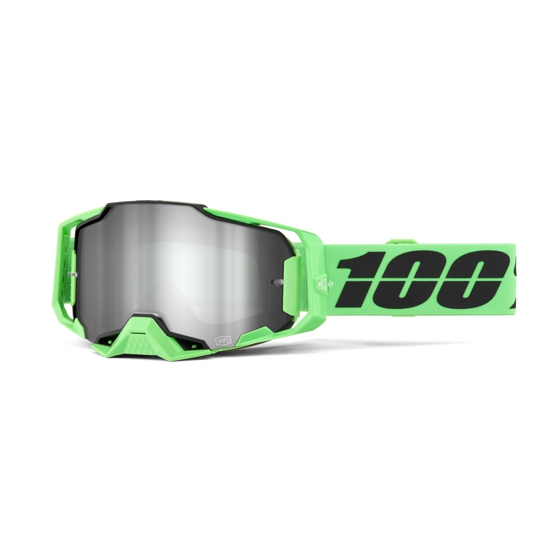 Motokrosa brilles 100% ARMEGA ANZA 2 green (spoguļstikla sudraba pleksi)