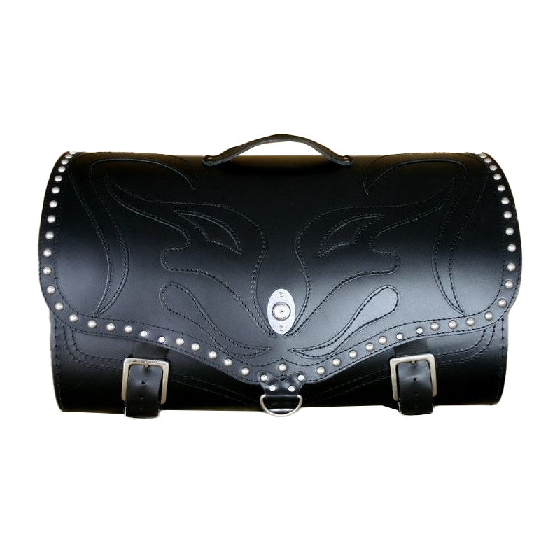 RSA K22 Black Demon melna ādas motocikla soma ar kniedēm 42 l
