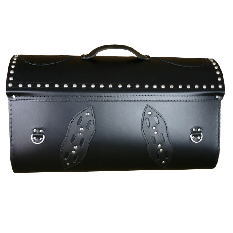 RSA K22 Black Demon melna ādas motocikla soma ar kniedēm 42 l