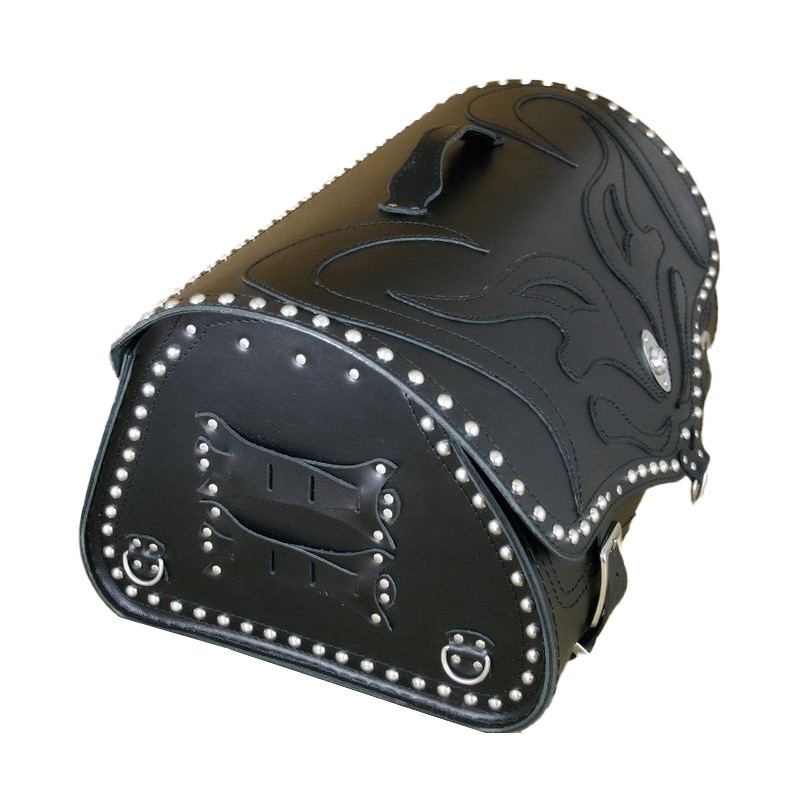 RSA K22 Black Demon melna ādas motocikla soma ar kniedēm 42 l
