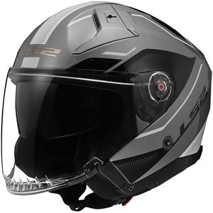 Atvērtā moto ķivere LS2 OF603 Infinity II Veyron pelēka un balta