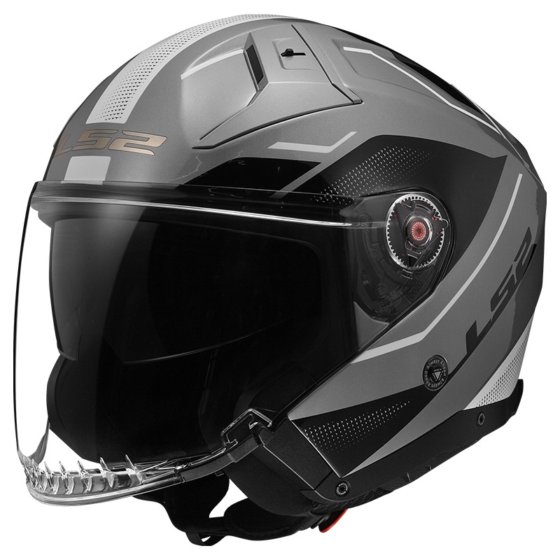 Atvērtā moto ķivere LS2 OF603 Infinity II Veyron pelēka un balta