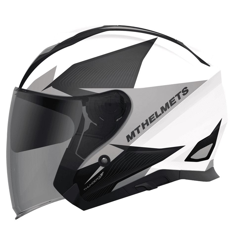 Přilba na motorku otevřená MT Thunder SV Jet Wing bílo-šedá