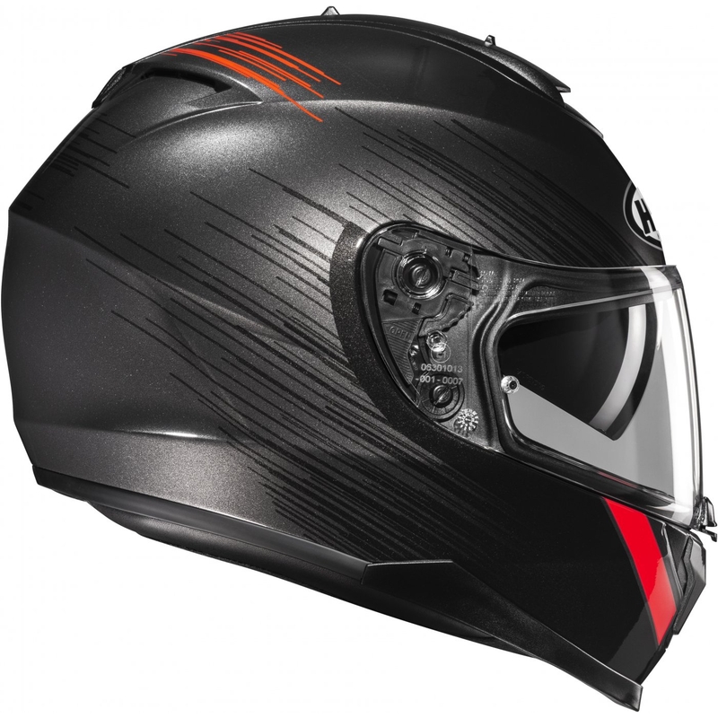 Integrēta motocikla ķivere HJC C70N Sway MC1 sarkanā-melnā krāsā