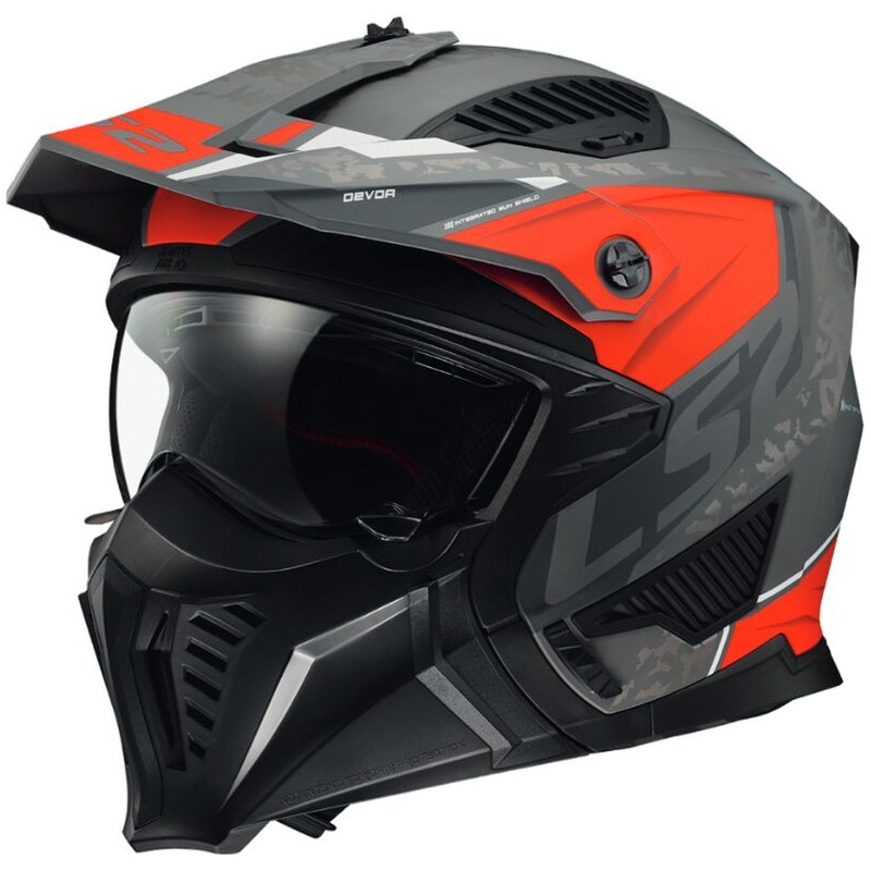 Moto ķivere LS2 OF606 Drifter Devor sudraba-titāna-sarkana