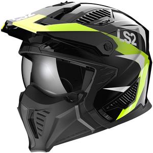 Moto ķivere LS2 OF606 Drifter Triality melna-fluo dzeltena