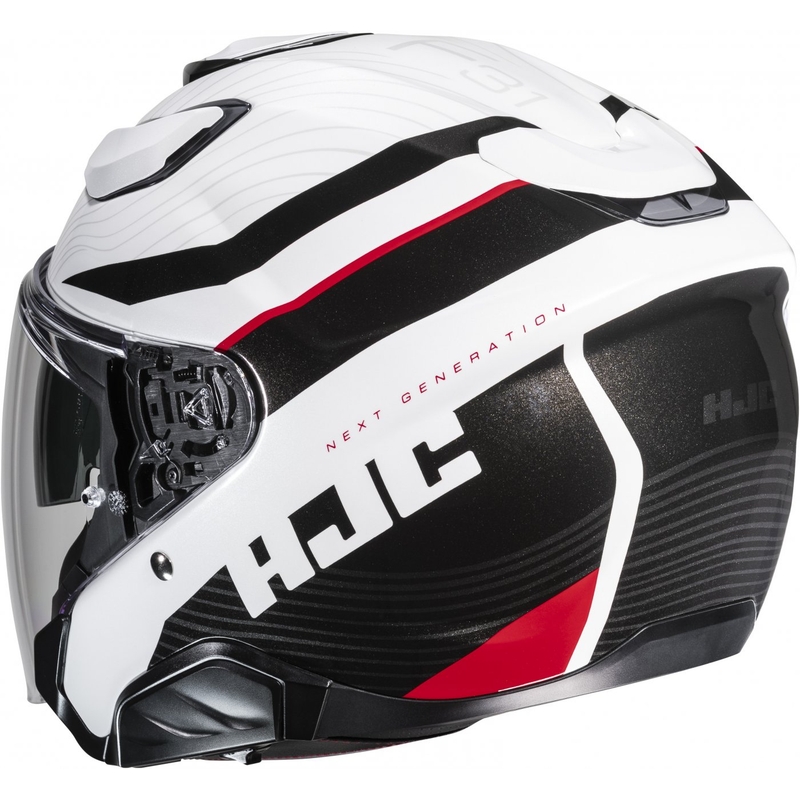 Atvērtā motociklu ķivere HJC F31 Naby MC1 balta-melna-sarkana