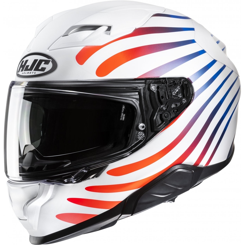 Integrēta motocikla ķivere HJC F71 Zen MC21SF balta un varavīksnes krāsā