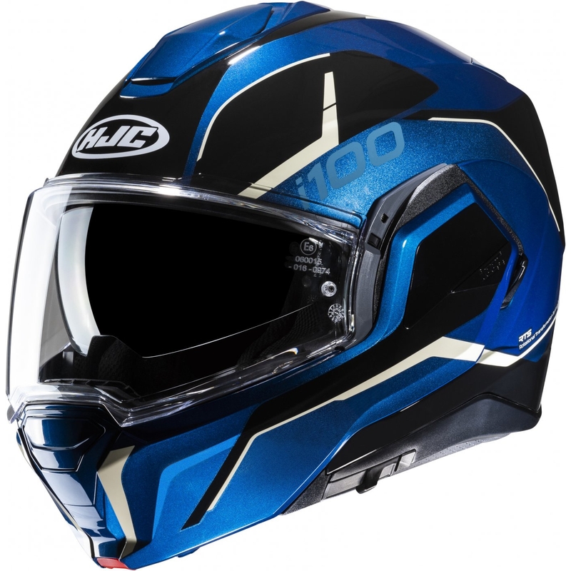 HJC i100 Lorix MC2 melnā-baltā-zilā flip-up motocikla ķivere