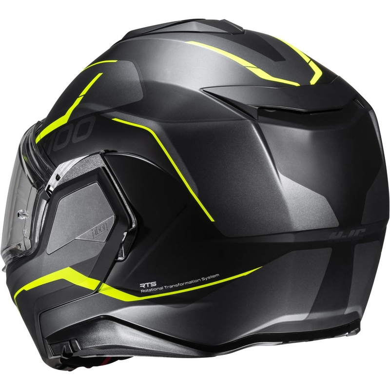 HJC i100 Lorix MC3HSF melns-pelēks-dzeltens atvāžamais motocikla ķivere