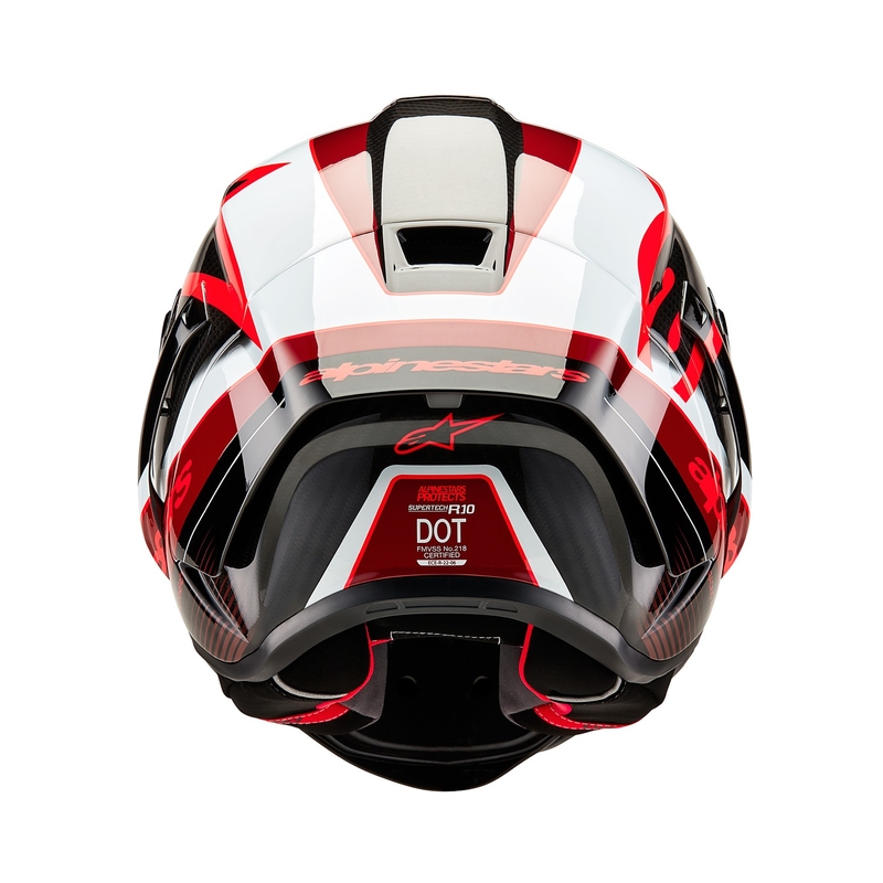 Alpinestars Supertech R-10 Team oglekļa sarkanbaltsarkanā motocikla ķivere