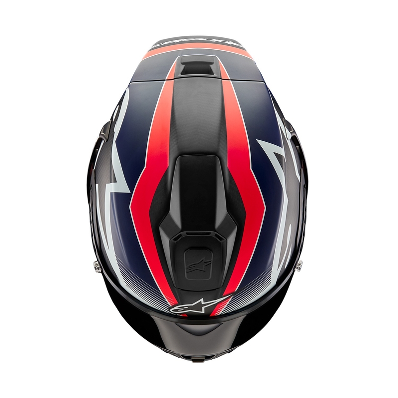 Alpinestars Supertech R-10 Team oglekļa fluo sarkanā-zilā-baltā matēta integrālā motocikla ķivere