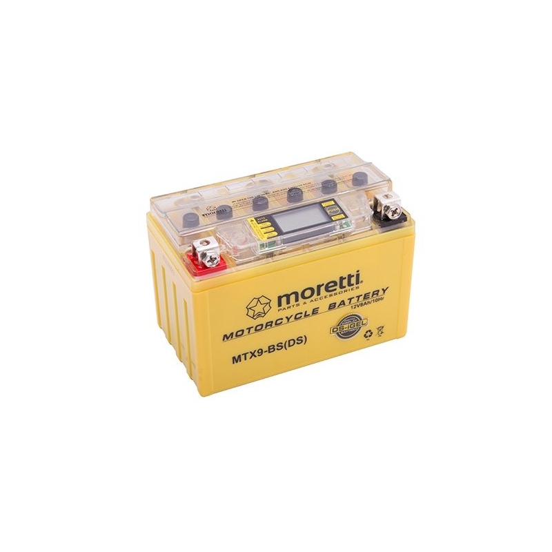 Moretti MTX9-BS bezatkopšanas želejas akumulators, 12V 8Ah ar sprieguma mērītāju