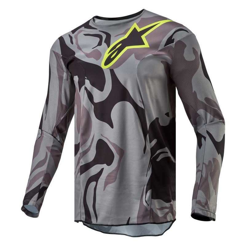 Alpinestars Racer Tactical motokrosa krekliņš pelēks kamuflāžas-fluo dzelteni melns