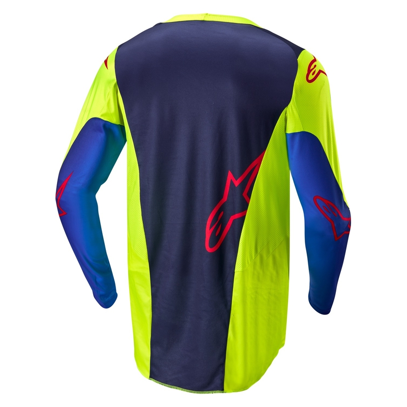 Alpinestars Racer Hoen fluo dzeltenā-zilā-sarkanā motokrosa krekliņš