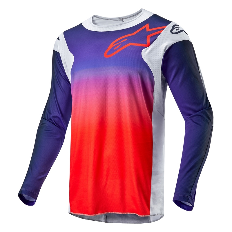 Alpinestars Racer Hoen motokrosa krekliņš pelēki-zilā-oranžā krāsā