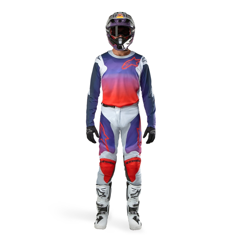Alpinestars Racer Hoen motokrosa krekliņš pelēki-zilā-oranžā krāsā