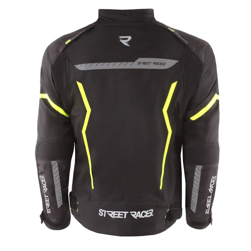 Street Racer Flex melnā-fluo dzeltenā motocikla jaka