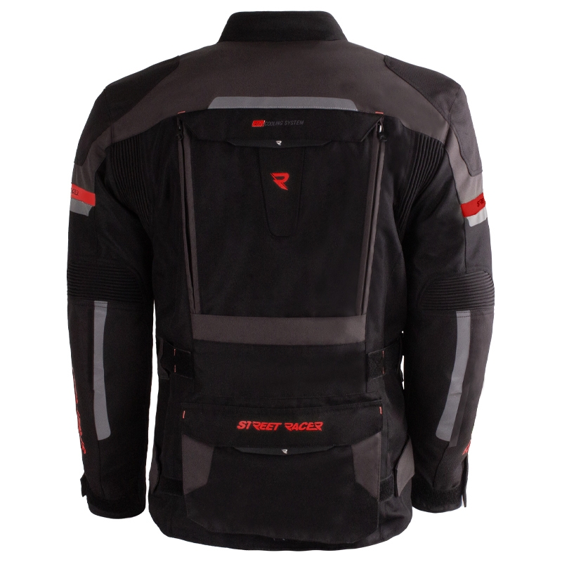 Street Racer Rocket melna-pelēka-sarkana motocikla jaka