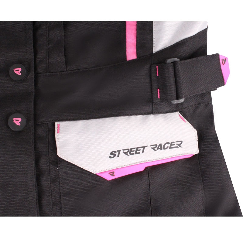 Sieviešu motocikla jaka Street Racer Hilax melna-pelēka-rozā