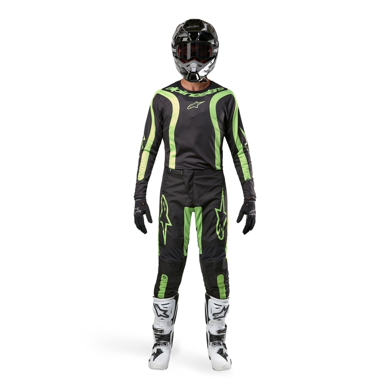 Alpinestars Fluid Lurv motokrosa bikses melnā un fluo dzeltenā krāsā